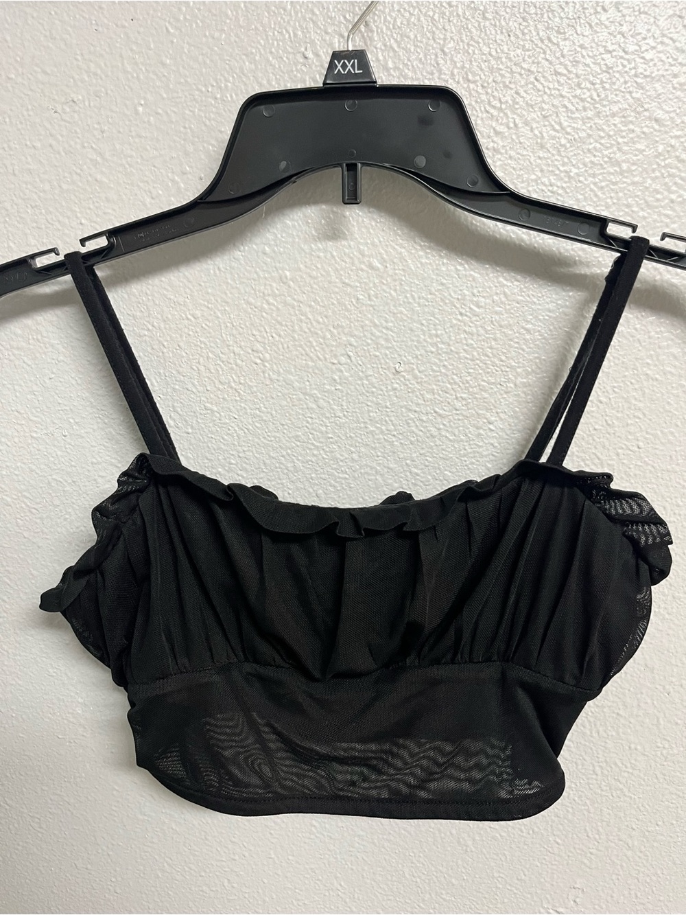 Forever 21 Black Off-Shoulder Ruffle Crop Top